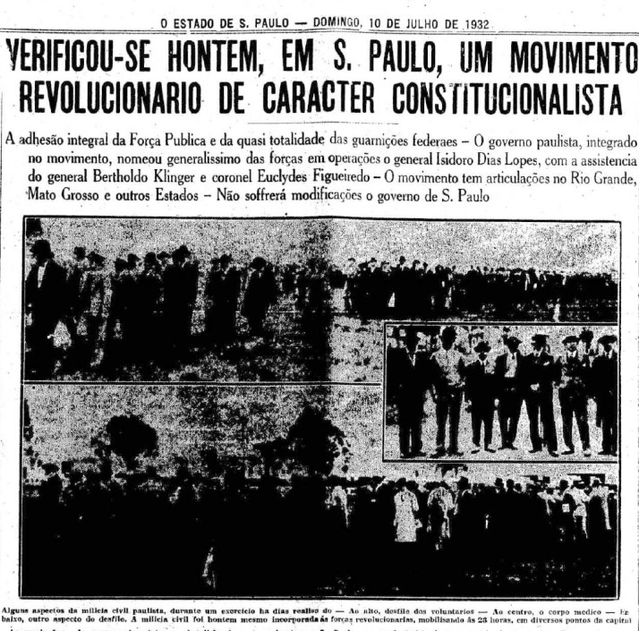 9 de Julho 1932 Estadão notícia no dia 10