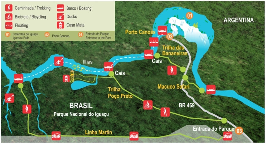 Foz Iguaçu macuco safari.trilhas..mapa